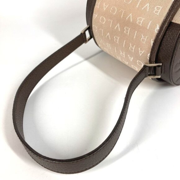 Bvlgari Handbag B.zero1 Drum Leather Canvas Beige - Picture 6 of 9